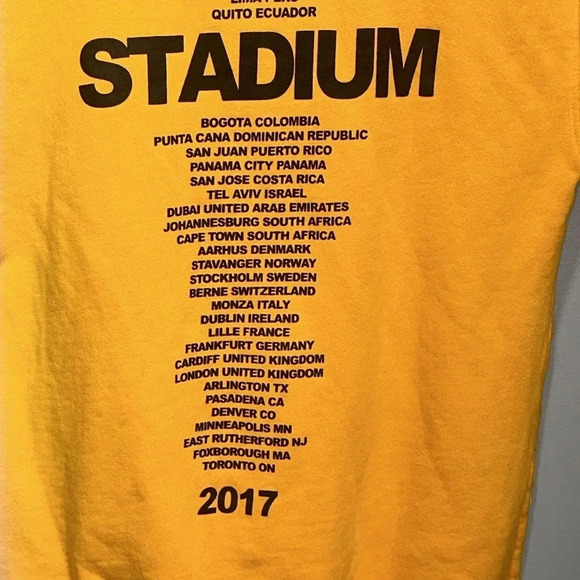 2017 Justin Bieber Official Merch Concert/Tour Stadium Tour Yellow Hoodie XS - Picture 1 of 16